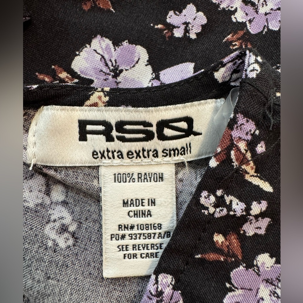 RSQ Floral Open Back Short Dress - BLACK Size XXS - Picture 7 of 11